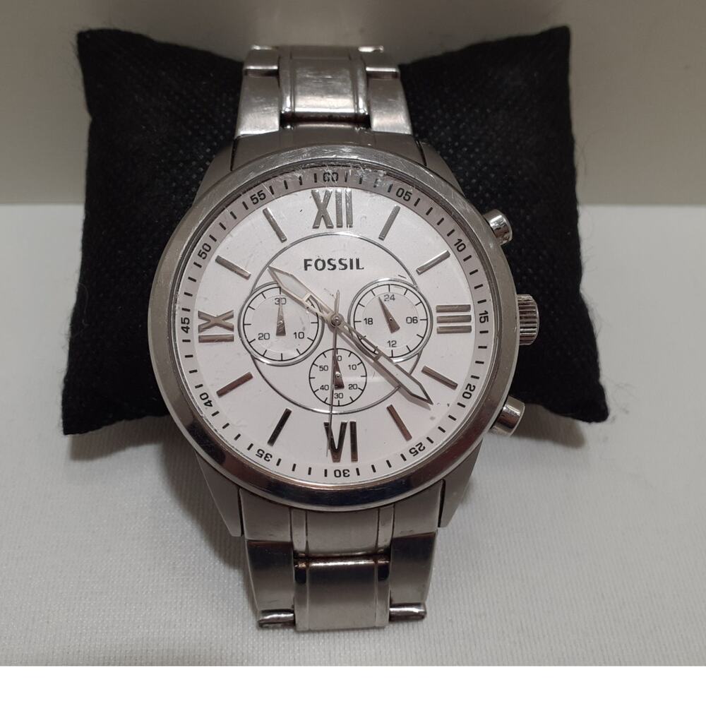 Fossil Flynn Men's Wristwatch Chronograph BQ1124 Silver Tone
